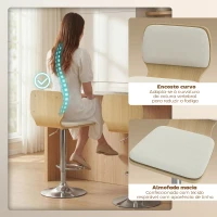 HOMCOM Conjunto de 2 Bancos de Bar Giratórios com Altura Ajustável Estofados em Tecido Tipo Linho com Base em Aço 41x47,5x81-102 cm  Bege(m-5)