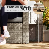 Outsunny Set da Esterno 6pz con Divano, 2 Sedie, Tavolino con Piano in Vetro e 2 Pouf, Grigio Scuro(m-9)