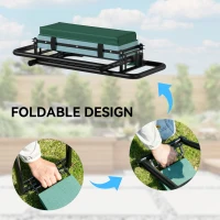 Outsunny Ławka Ogrodowa z Poduszką do Klęczenia i Siedzenia, Obciążenie do 150 kg, Wysuwane Stalowe Nogi(m-8)