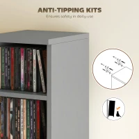 HOMCOM Set of 2 CD Media Display Shelf Unit Tower Rack with Adjustable Shelves, Light Grey(m-7)