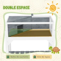 PawHut Maison pour tortues terrarium tortue terrestre sur pieds 2 zones toit ouvrant zone interactive 84,5 x 47,5 x 90 cm gris(m-6)