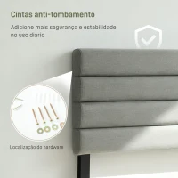 HOMCOM Cabeceira de Cama 140 cm Altura Ajustável em 3 Níveis 106/116/126 cm Estofada em Linho Cinza(m-6)