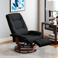 HOMCOM Reclining Swivel Chair, with Footrest - Black(m-2)
