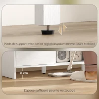 HOMCOM Meuble TV meuble télé pour téléviseur jusqu'à 55 pouces 2 portes 2 compartiments étagère réglable 110x35x45cm blanc(m-7)