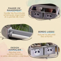 AIYAPLAY Tableau chevalet enfant ardoise double face tableau à craie rouleau papier 2 paniers 54 x 46,5 x 93 cm gris(m-5)