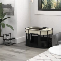 PawHut Parc enclos pliable pour chien chat petits animaux en tissu Oxford avec rangement 94 x 74 x 60 cm blanc crème et noir(m-10)