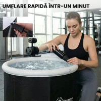 Outsunny Cadă cu Gheață 280L, Cadă pentru Imersiune în Terapia Rece cu Capac și Pompă, Cadă Gonflabilă pentru Recuperare/Terapie pentru Interior și Exterior Adulți(m-7)