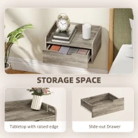 HOMCOM Floating Nightstands Set of 2, Wall Mounted Bedside Table with Drawer for Bedroom, Grey Wood Effect(m-6)