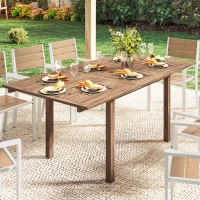 Outsunny Extending Garden Table, Outdoor Dining Table for 6-8 with Acacia Wood Slatted Tabletop for Balcony Porch(m-8)
