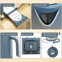 HOMCOM Sleek Textured Kettle and Four-Slice Toaster Set - Blue(m-9)