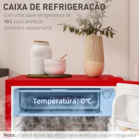 HOMCOM Mini Frigorífico 91L de Capacidade com Prateleira Ajustável Compartimento Congelador Silencioso 41dB 47,5x44,2x84 cm Vermelho(m-5)