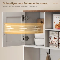 HOMCOM Amário de Cozinha Alto com Suporte para 8 Garrafas 4 Portas 3 Gavetas Prateleiras Abertas100x38x172 cm Branco(m-7)