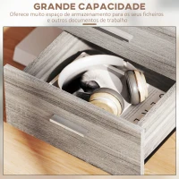 Vinsetto Bloco de Gavetas com 3 Gavetas Bloco de Gavetas de Escritório com Rodas Fechadura 2 Chaves Arquivado 40x40x61,5 cm Cinzento(m-6)