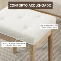 HOMCOM Banco para Sala de Estar Estilo Rústico Estofado em Linho Sintético com Pernas Esculpidas em Madeira 42x32x46,5 cm Bege(m-4)