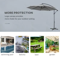Outsunny Cantilever Umbrella Parasol Hanging Banana Steel Dark Grey 3M Patio(m-18)