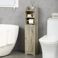 kleankin Meuble bas de salle de bain 1 étagère supérieure ouverte 2 compartiments et 1 placard 23 x 18 x 100 cm gris(m-10)
