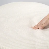 HOMCOM Pouf coffre rangement, tabouret rond, pouf repose-pieds en velours côtelé, charge 120 Kg, Ø 60 x 41 cm, beige(m-7)