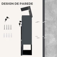 HOMCOM Caixa de Correio Exterior de Aço Inoxidável 13 L Caixa de Correio de Parede com Fechadura e 2 Chaves Suporte para Jornais Cinzento Escuro(m-7)