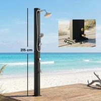 Outsunny Prysznic solarny 35L ogrodowy z ochroną przed mrozem, ruchomą głowicą prysznicową, kranem, przyłączem do węża ogrodowego(m-3)