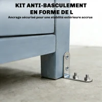 Outsunny Armoire de jardin, armoire extérieure de rangement en bois avec 2 portes verrouillables, 2 étagères et 10 crochets, gris(m-6)