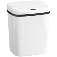 HOMCOM Balde de Lixo Automático 15L com Sensor Infravermelhos e Modo Manual Anel de Retenção Antimarcas 27,6x21,4x33,5 cm Branco(m-1)