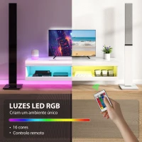 HOMCOM Móvel de TV Suspenso com Luzes LED com Controlo Remoto Compartimentos Orifício Passa-Cabos 140x40x30 cm Branco Brilhante(m-4)