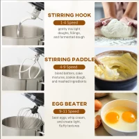 HOMCOM Stand Mixer, 6L 1400W Tilt-Head Food Mixer with 11 Speeds, Pulse & Fermentation Function, LED Display, Black(m-6)