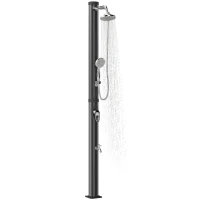 Outsunny Chuveiro Solar 20L, Proteção Anticongelamento Patenteada, Chuveiro de Jardim Preto(m-6)