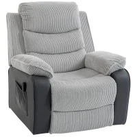 HOMCOM Overstuffed Corduroy Electric Lift Recliner Chair - Light Grey(m-11)