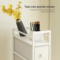 HOMCOM Móvel de Arrumação Estreito com 4 Gavetas de Tecido para Espaços Pequenos 20x43x81,5 cm Branco(m-6)