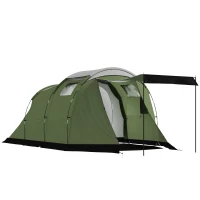 Outsunny Cort de camping pentru 3-4 persoane stabil 3000mm impermeabil cort de familie cu cameră de dormit antreu zonă de zi Verde(m-1)