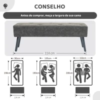 HOMCOM Banco de Pé de Cama Multifuncional Clássico Banco Dormitório com Pés de Madeira e Assento Acolchoado 114x38x42 cm Cinza(m-7)