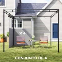 Outsunny 4 Paredes Laterais para Tenda 3x3 m Laterais de Tenda com 8 Janelas Proteção UV 30+ Impermeável Cinzento Claro(m-4)