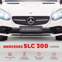 AIYAPLAY Voiture électrique enfants licence Mercedes SLC 300 12V V. Max. 5 Km/h effets sonores lumineux télécommande blanc(m-14)