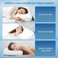 HOMCOM Almofada Viscoelástica com Desenho Ergonómico e Capa Removível e Lavável 81,28x40,64x15,24 cm Creme(m-6)