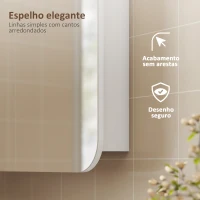 HOMCOM Armário de Casa de Banho com Espelho Design com Bordas Curvas com Prateleiras Ajustáveis 68x13x66 cm Branco(m-4)