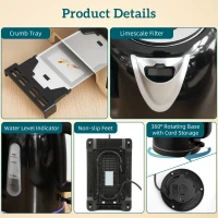 HOMCOM Simple Polished Toaster and Kettle Set - Black(m-9)