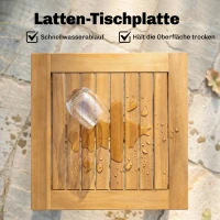 Outsunny Beistelltisch 48 x 48 cm wetterfest Gartentisch mit Lamellendesign verstellbaren Füßen, quadratisch(m-5)
