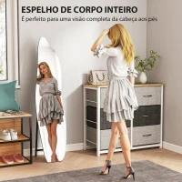 HOMCOM Espelho de Pé 160x40 cm sem Moldura Espelho de Corpo Inteiro Forma Irregular com Suporte Metálico Preto(m-4)