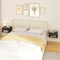 HOMCOM Floating Bedside Tables Set of 2, Wall Mounted Nightstand, Black(m-9)