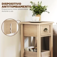 HOMCOM Mesa de Apoio com Gaveta e Prateleira de Armazenamento Estilo Moderno 30x30x75 cm Madeira(m-7)