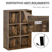 HOMCOM Estante de 3 Níveis Prateleira para Livros com 6 Cubos de Arrumação para Escritório 65,5x30x97,5 cm Castanho Rústico(m-4)