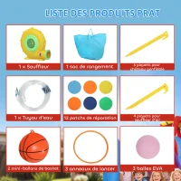 AIYAPLAY Château gonflable avec souffleur 8 en 1, parc aquatique, toboggan, trampoline, piscine à balles, oxford, multicolore(m-8)