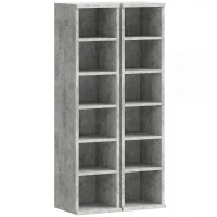 HOMCOM Set of 2 CD Media Display Shelf Unit Tower Rack with Adjustable Shelves, Grey(m-1)