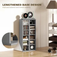 HOMCOM Set of 2 CD Media Display Shelf Unit Tower Rack with Adjustable Shelves, Light Grey(m-8)