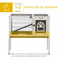PawHut Clapier à lapins cage lapin intérieur, avec bac amovible, 2 portes verrouillables, échelle, 90 x 53 x 87 cm, café(m-4)