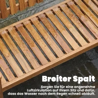 Outsunny Gartenbank 2-Sitzer Wetterfest Holzbank mit Lamelldesign Armlehnen, Holz Sitzbank bis 320 kg 112 x 64 x 92 cm Naturholz(m-7)