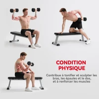 HOMCOM Lot de 2 Haltères Courtes Poids 40 kg, Haltère Hexagonale Entraînement Musculaire & Haltérophilie, Noir(m-7)