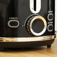 HOMCOM Wasserkocher- und Toaster-Set, LED-Anzeige, 1,7 Liter, 2200W, Retro-Design, Memory-Funktion, Schwarz(m-9)