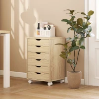 HOMCOM Bloco de Gavetas Móvel Arquivador com 6 Gavetas Suporte para Impressora com Rodas 40x35x63 cm Madeira(m-8)